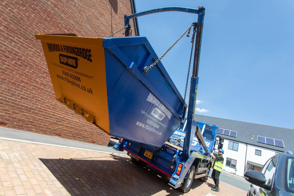 skip being raised on to a truck