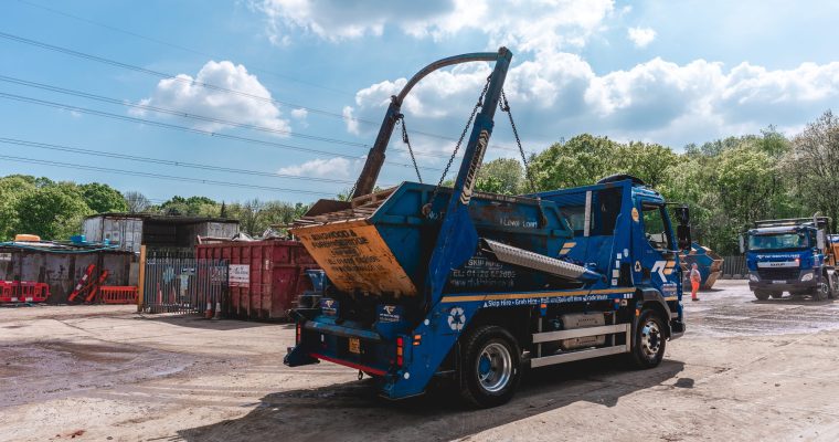 a chain lift skip carrying trade waste