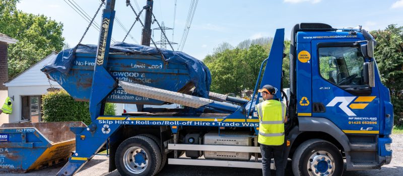 rf recycling lorry undertaking a domestic job